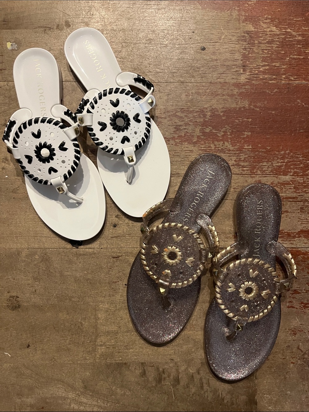 Bundle two pairs Jack Rogers Sandals -White and Gold Medallion